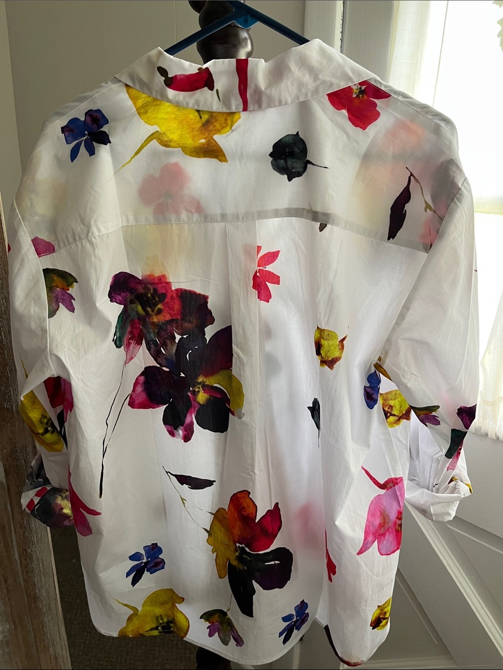 Joie White Floral Watercolor Button-Down Blouse - Picture 2 of 7